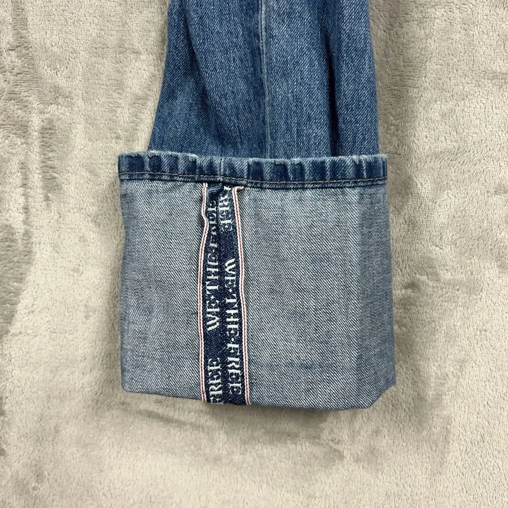 We The Free Slim Shade Selvedge Jeans Straight Leg Button Fly Sz 27 Blue